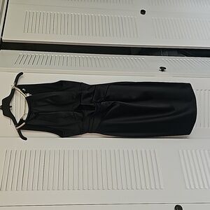 ELIZA J BLACK SLEEVELESS DRESS WITH GOLD CHAIN COLLAR NORDSTROM BRAND